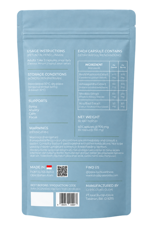 Chill Out back of pack: ingredients and usage