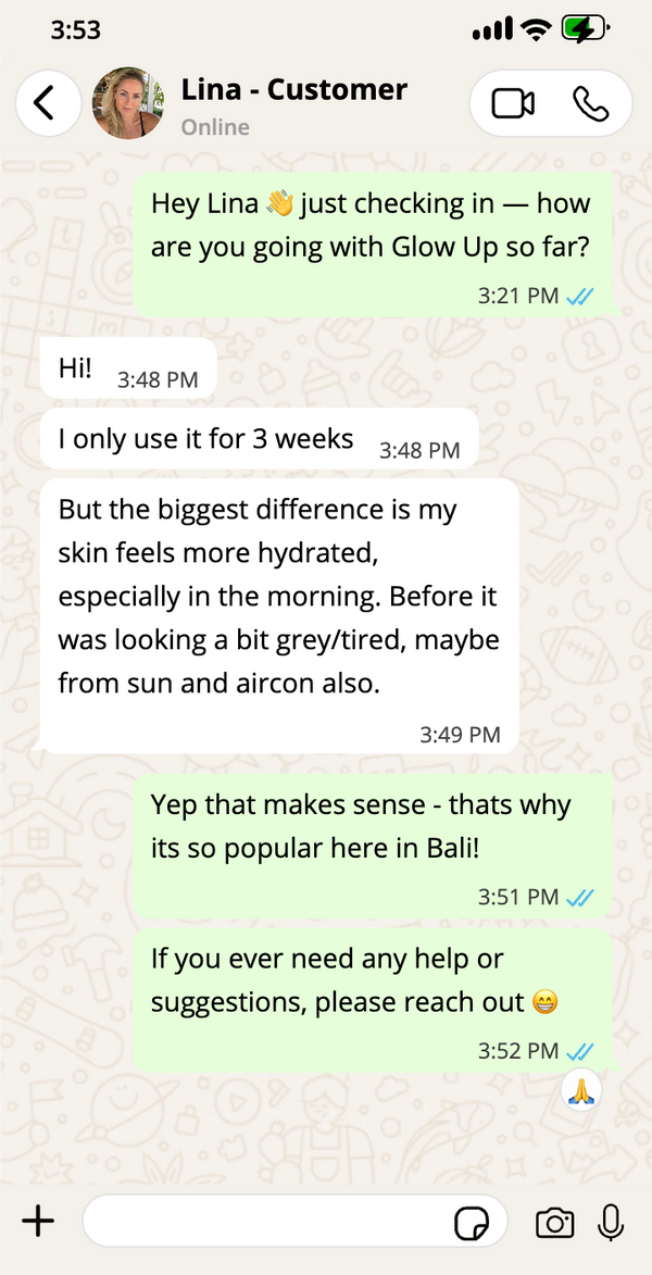Lina, Customer · Glow Up
