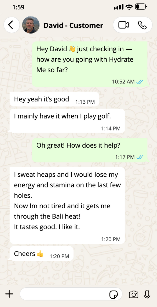 David, Customer · Hydrate Me