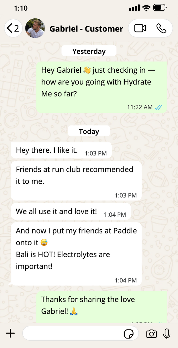 Gabriel, Customer · Hydrate Me