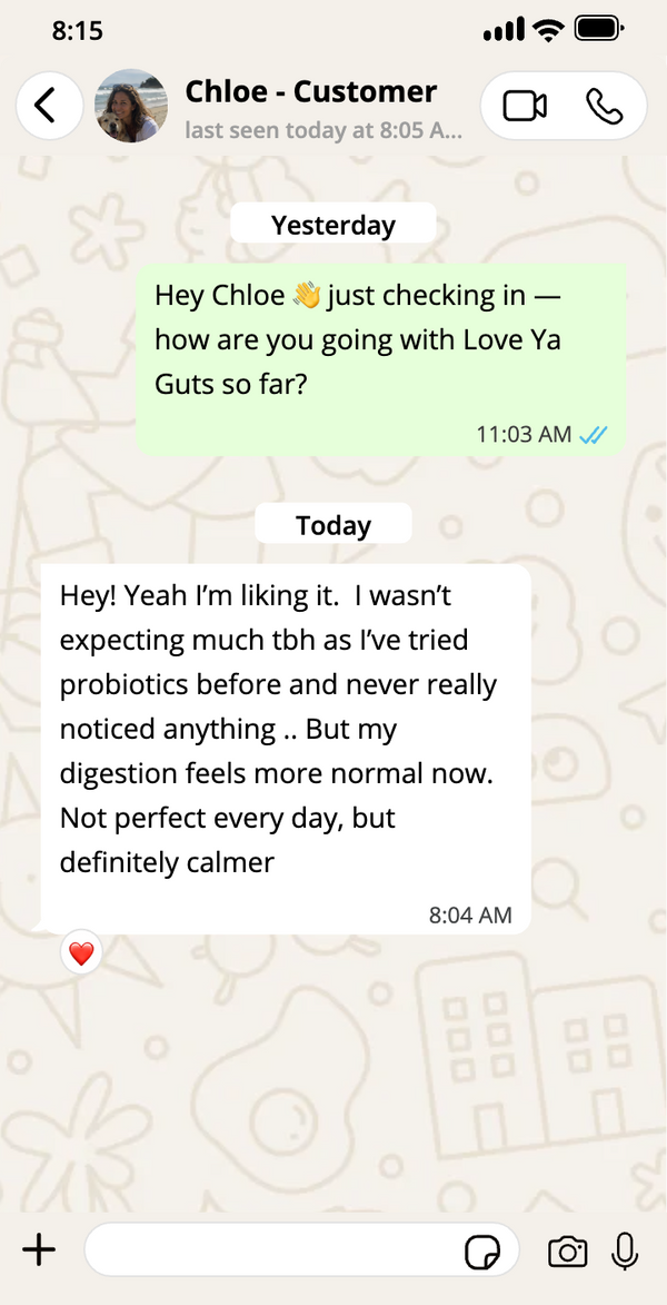 Chloe, Customer · Love Ya Guts