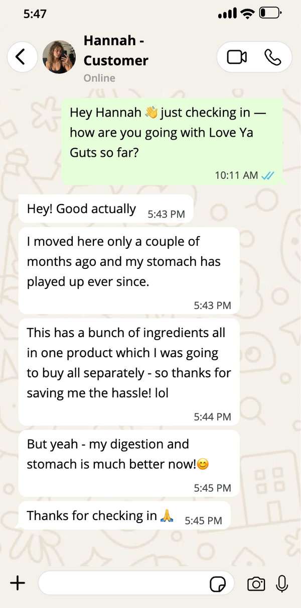 Hannah, Customer · Love Ya Guts