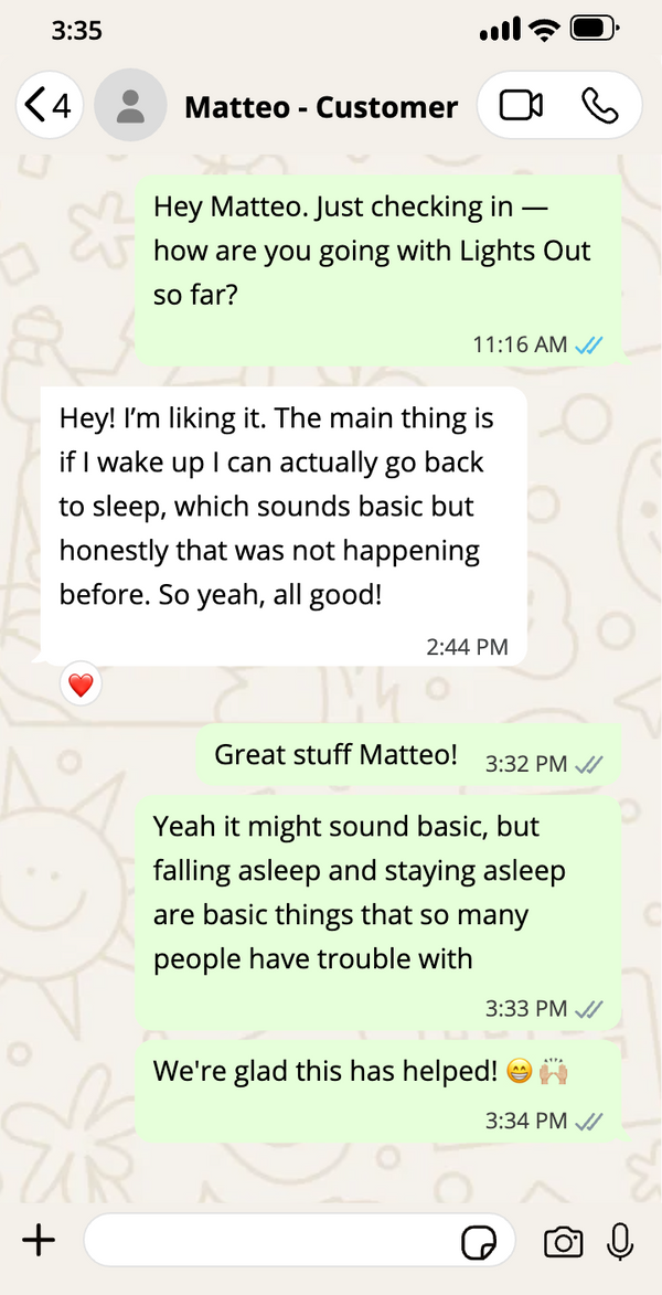 Matteo, Customer · Lights Out