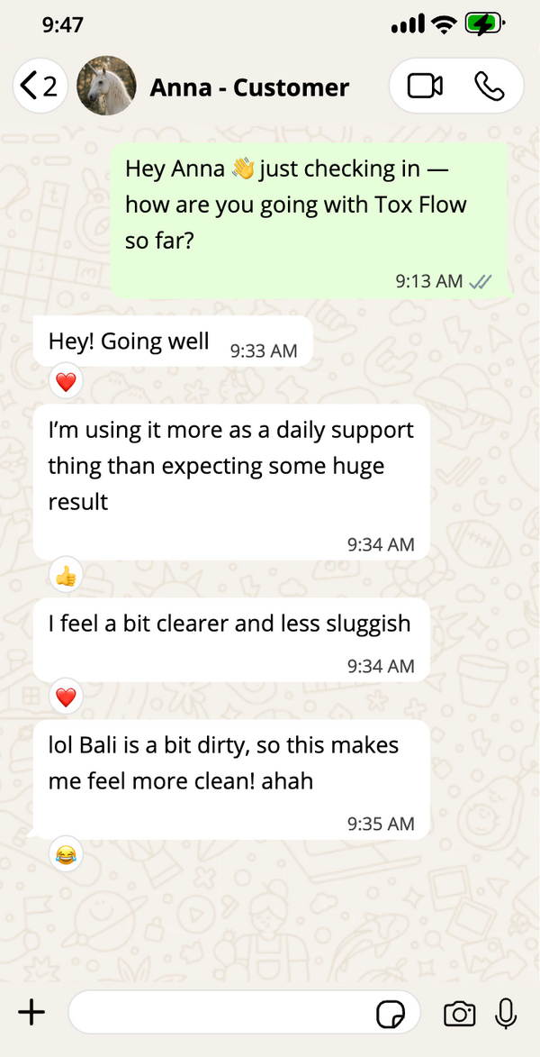 Anna, Customer · Tox Flow